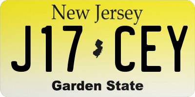 NJ license plate J17CEY