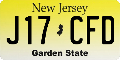NJ license plate J17CFD