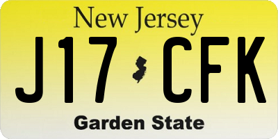 NJ license plate J17CFK