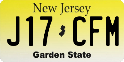 NJ license plate J17CFM
