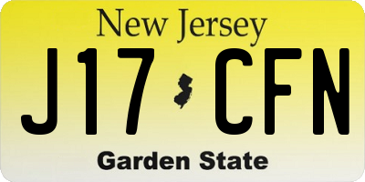 NJ license plate J17CFN