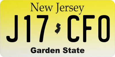 NJ license plate J17CFO