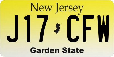 NJ license plate J17CFW