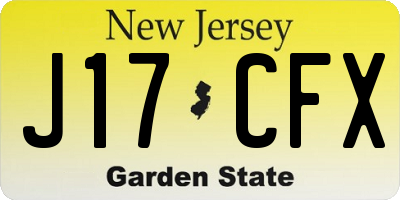 NJ license plate J17CFX