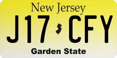 NJ license plate J17CFY