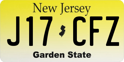 NJ license plate J17CFZ