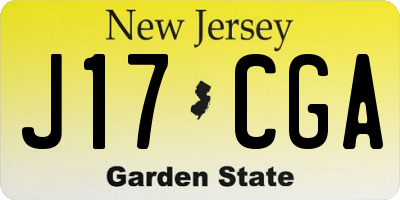 NJ license plate J17CGA