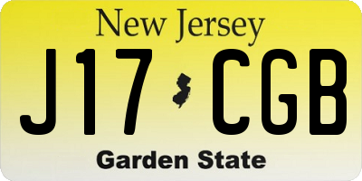 NJ license plate J17CGB