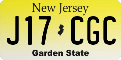 NJ license plate J17CGC