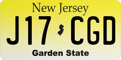 NJ license plate J17CGD