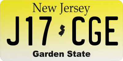 NJ license plate J17CGE