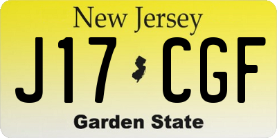 NJ license plate J17CGF