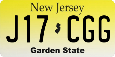 NJ license plate J17CGG