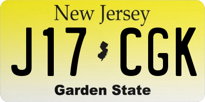 NJ license plate J17CGK
