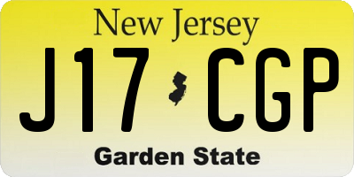 NJ license plate J17CGP