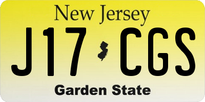 NJ license plate J17CGS