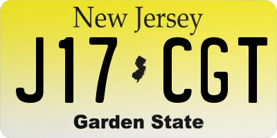 NJ license plate J17CGT