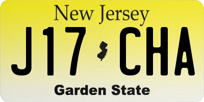 NJ license plate J17CHA
