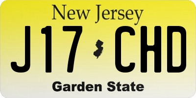NJ license plate J17CHD