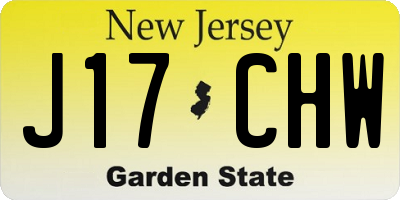 NJ license plate J17CHW