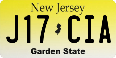 NJ license plate J17CIA