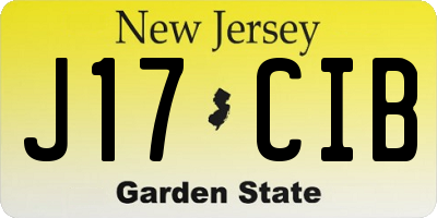 NJ license plate J17CIB