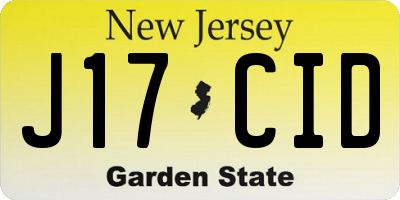 NJ license plate J17CID