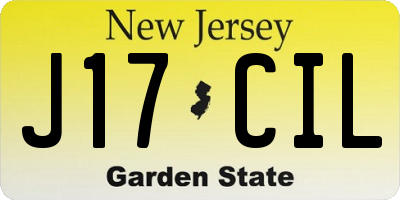 NJ license plate J17CIL