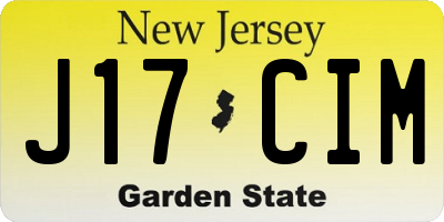 NJ license plate J17CIM