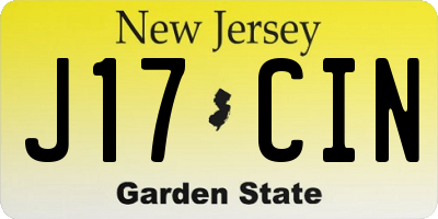 NJ license plate J17CIN