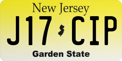 NJ license plate J17CIP