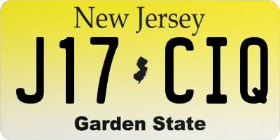 NJ license plate J17CIQ