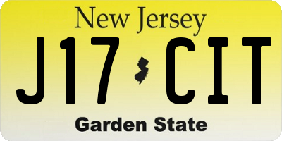 NJ license plate J17CIT