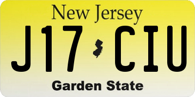 NJ license plate J17CIU