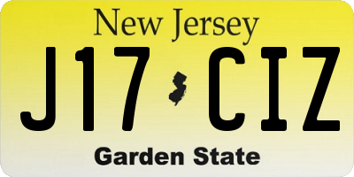 NJ license plate J17CIZ