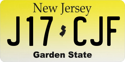 NJ license plate J17CJF