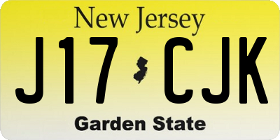 NJ license plate J17CJK