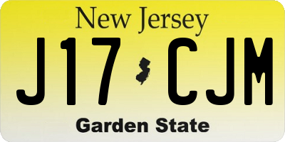 NJ license plate J17CJM