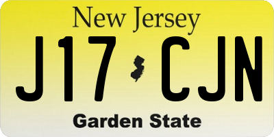 NJ license plate J17CJN