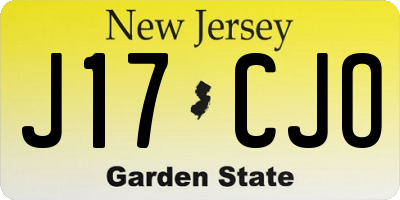 NJ license plate J17CJO