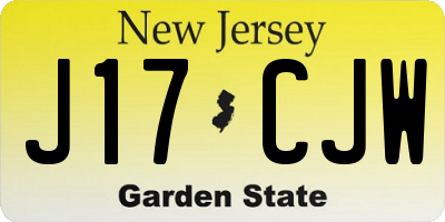 NJ license plate J17CJW