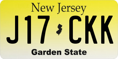 NJ license plate J17CKK