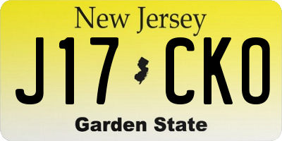 NJ license plate J17CKO