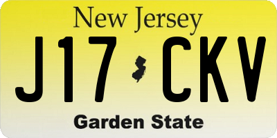 NJ license plate J17CKV