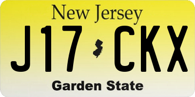 NJ license plate J17CKX