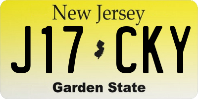 NJ license plate J17CKY