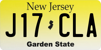 NJ license plate J17CLA