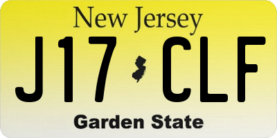 NJ license plate J17CLF
