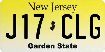 NJ license plate J17CLG