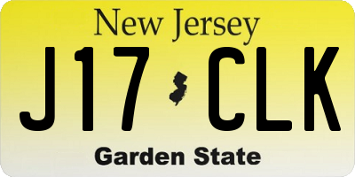 NJ license plate J17CLK